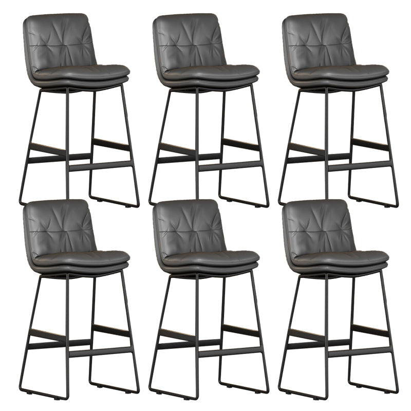 Faux Leather Bar Stools Industrial Metal Patio Bar Stool with Black Legs Dark Gray 6 Piece Set Clearhalo 'Bar Furniture' 'Bar Stools' 'bar_stools' 'furn' 'furn_bar_stools' 'Furniture' 'Kitchen & Dining Furniture' 7806578