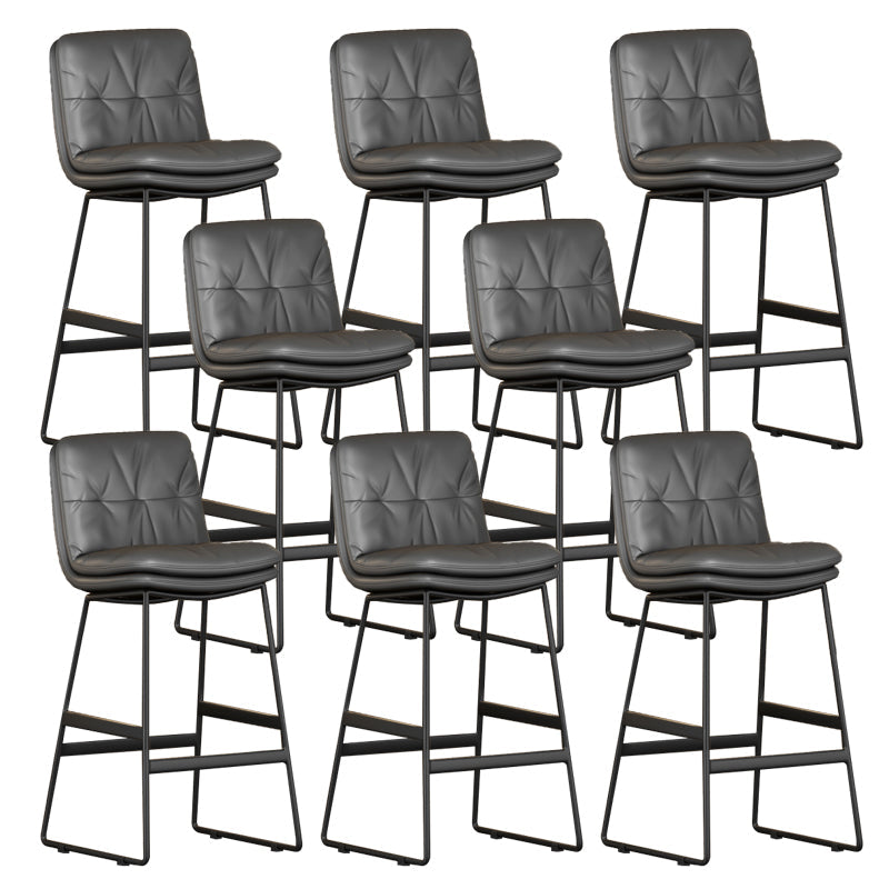 Faux Leather Bar Stools Industrial Metal Patio Bar Stool with Black Legs Dark Gray 8 Piece Set Clearhalo 'Bar Furniture' 'Bar Stools' 'bar_stools' 'furn' 'furn_bar_stools' 'Furniture' 'Kitchen & Dining Furniture' 7806579