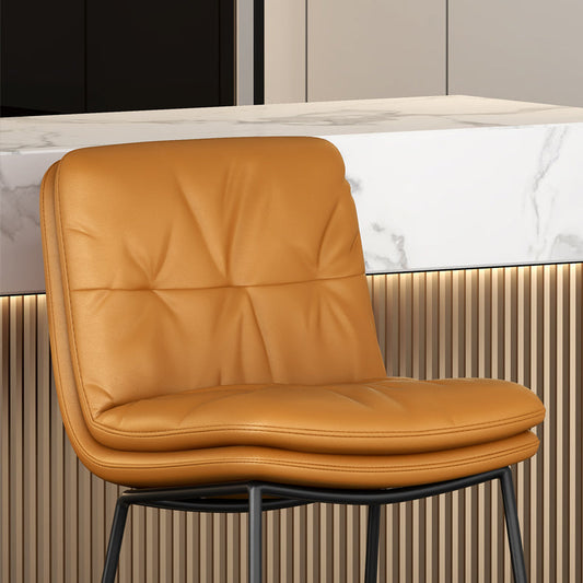 Faux Leather Bar Stools Industrial Metal Patio Bar Stool with Black Legs