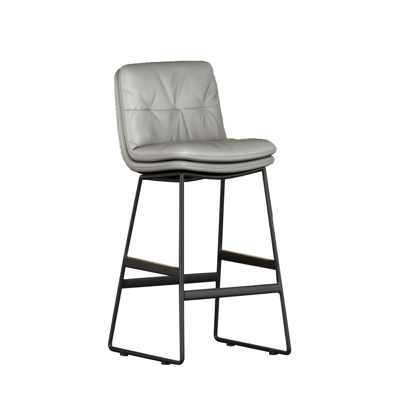 Faux Leather Bar Stools Industrial Metal Patio Bar Stool with Black Legs Light Gray 1 Piece Clearhalo 'Bar Furniture' 'Bar Stools' 'bar_stools' 'furn' 'furn_bar_stools' 'Furniture' 'Kitchen & Dining Furniture' 7806582