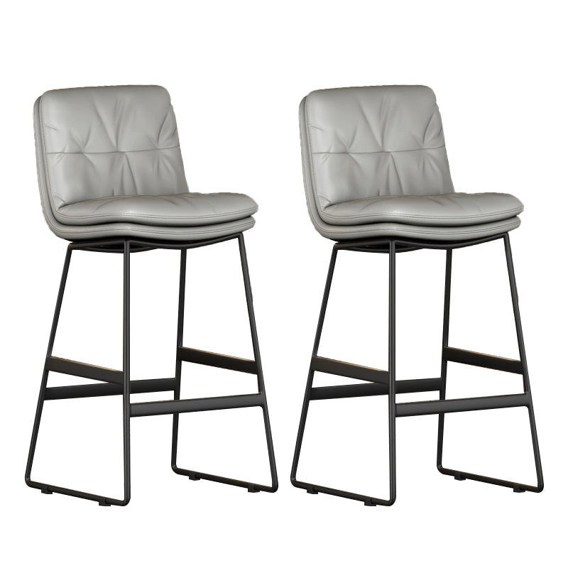 Faux Leather Bar Stools Industrial Metal Patio Bar Stool with Black Legs Light Gray 2 Piece Set Clearhalo 'Bar Furniture' 'Bar Stools' 'bar_stools' 'furn' 'furn_bar_stools' 'Furniture' 'Kitchen & Dining Furniture' 7806583
