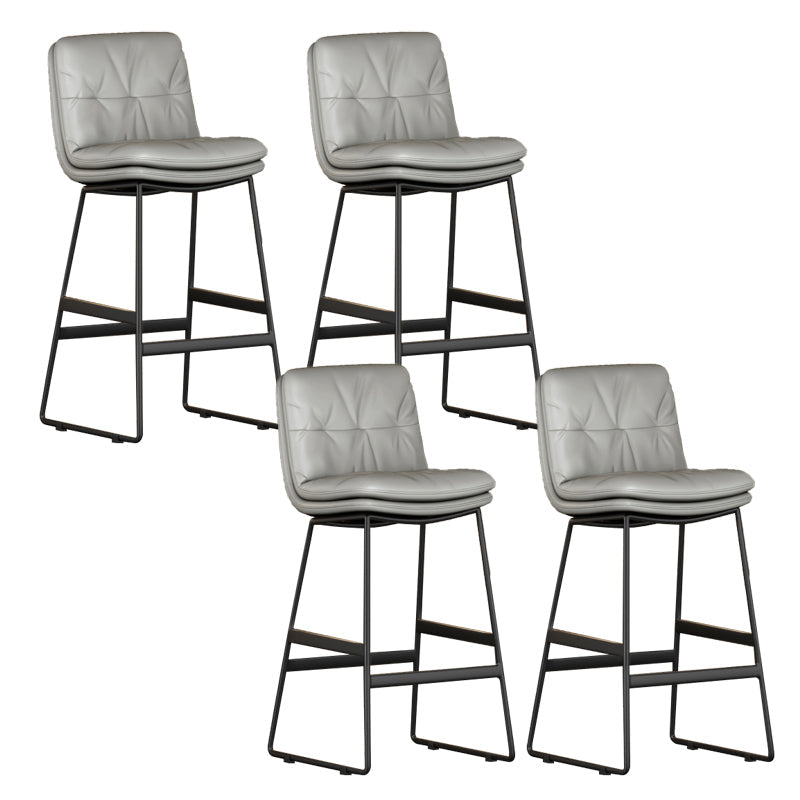 Faux Leather Bar Stools Industrial Metal Patio Bar Stool with Black Legs Light Gray 4 Piece Set Clearhalo 'Bar Furniture' 'Bar Stools' 'bar_stools' 'furn' 'furn_bar_stools' 'Furniture' 'Kitchen & Dining Furniture' 7806584
