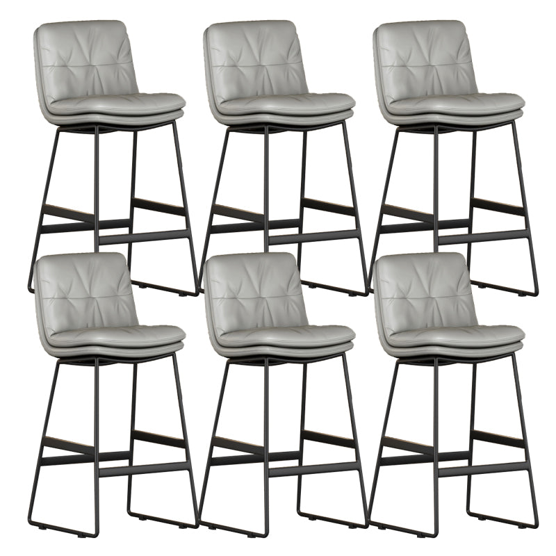 Faux Leather Bar Stools Industrial Metal Patio Bar Stool with Black Legs Light Gray 6 Piece Set Clearhalo 'Bar Furniture' 'Bar Stools' 'bar_stools' 'furn' 'furn_bar_stools' 'Furniture' 'Kitchen & Dining Furniture' 7806585