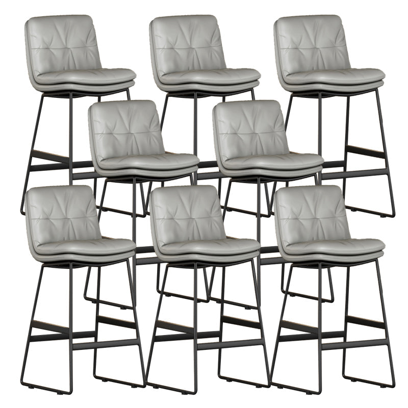 Faux Leather Bar Stools Industrial Metal Patio Bar Stool with Black Legs Light Gray 8 Piece Set Clearhalo 'Bar Furniture' 'Bar Stools' 'bar_stools' 'furn' 'furn_bar_stools' 'Furniture' 'Kitchen & Dining Furniture' 7806586