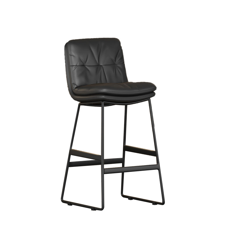 Faux Leather Bar Stools Industrial Metal Patio Bar Stool with Black Legs Black 1 Piece Clearhalo 'Bar Furniture' 'Bar Stools' 'bar_stools' 'furn' 'furn_bar_stools' 'Furniture' 'Kitchen & Dining Furniture' 7806587