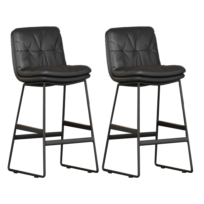 Faux Leather Bar Stools Industrial Metal Patio Bar Stool with Black Legs Black 2 Piece Set Clearhalo 'Bar Furniture' 'Bar Stools' 'bar_stools' 'furn' 'furn_bar_stools' 'Furniture' 'Kitchen & Dining Furniture' 7806588