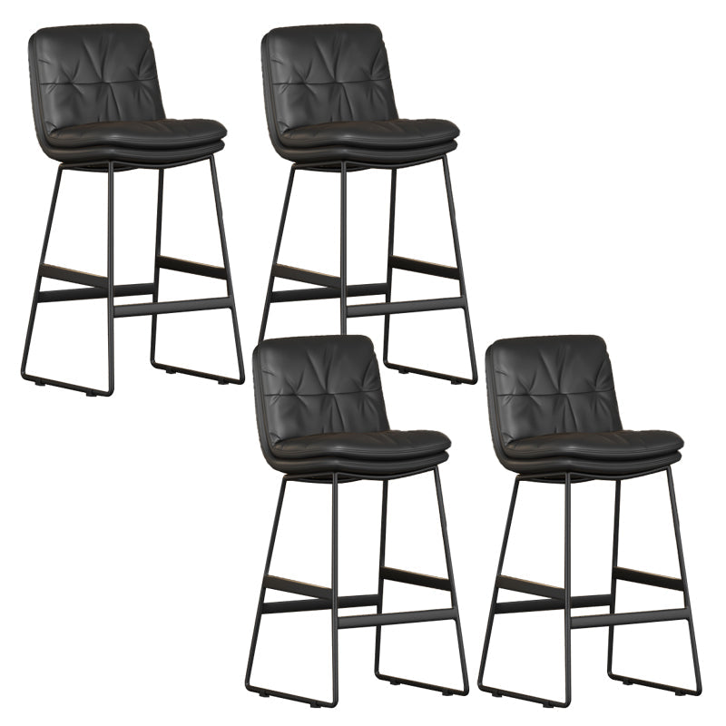 Faux Leather Bar Stools Industrial Metal Patio Bar Stool with Black Legs Black 4 Piece Set Clearhalo 'Bar Furniture' 'Bar Stools' 'bar_stools' 'furn' 'furn_bar_stools' 'Furniture' 'Kitchen & Dining Furniture' 7806589