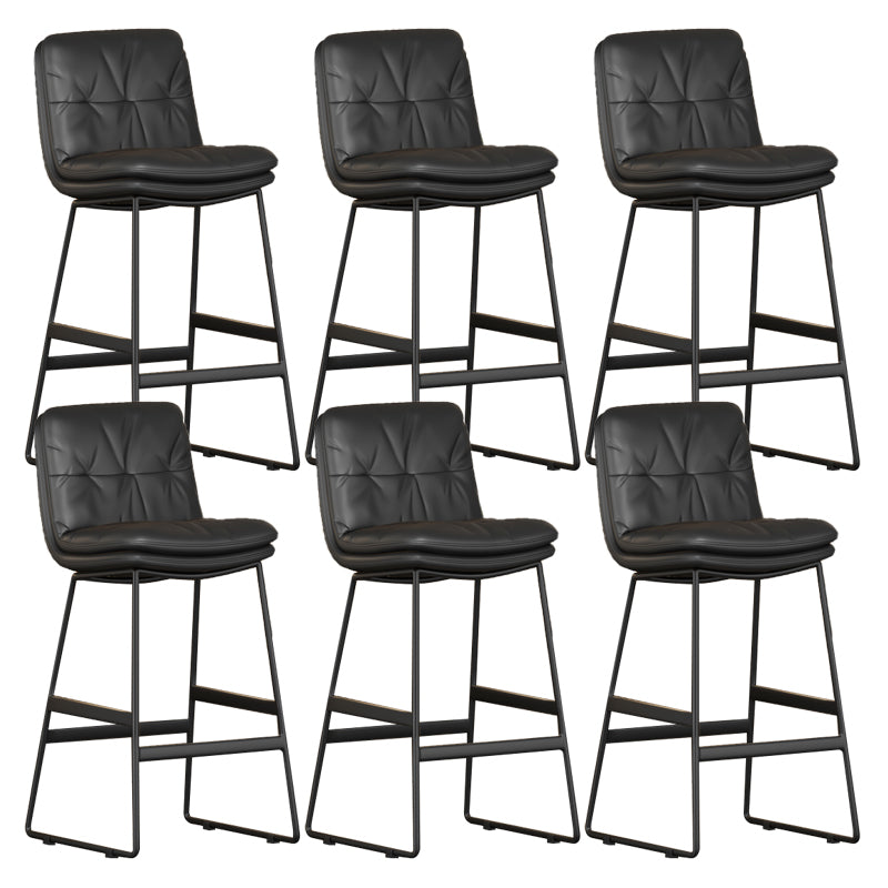 Faux Leather Bar Stools Industrial Metal Patio Bar Stool with Black Legs Black 6 Piece Set Clearhalo 'Bar Furniture' 'Bar Stools' 'bar_stools' 'furn' 'furn_bar_stools' 'Furniture' 'Kitchen & Dining Furniture' 7806590