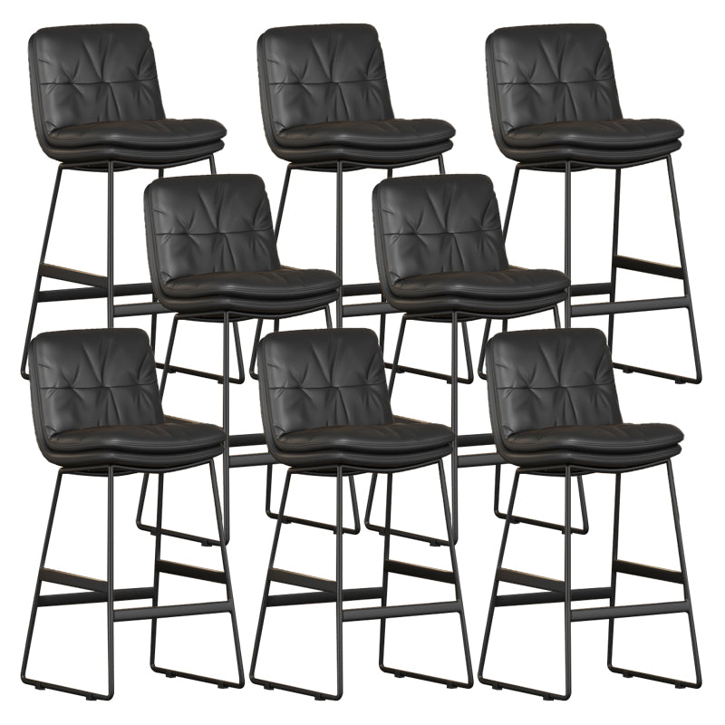 Faux Leather Bar Stools Industrial Metal Patio Bar Stool with Black Legs Black 8 Piece Set Clearhalo 'Bar Furniture' 'Bar Stools' 'bar_stools' 'furn' 'furn_bar_stools' 'Furniture' 'Kitchen & Dining Furniture' 7806591