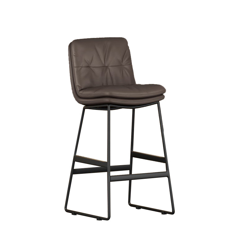 Faux Leather Bar Stools Industrial Metal Patio Bar Stool with Black Legs Dark Coffee 1 Piece Clearhalo 'Bar Furniture' 'Bar Stools' 'bar_stools' 'furn' 'furn_bar_stools' 'Furniture' 'Kitchen & Dining Furniture' 7806592