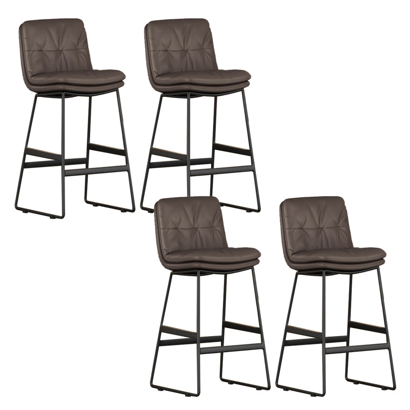Faux Leather Bar Stools Industrial Metal Patio Bar Stool with Black Legs Dark Coffee 4 Piece Set Clearhalo 'Bar Furniture' 'Bar Stools' 'bar_stools' 'furn' 'furn_bar_stools' 'Furniture' 'Kitchen & Dining Furniture' 7806594