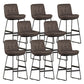 Faux Leather Bar Stools Industrial Metal Patio Bar Stool with Black Legs Dark Coffee 8 Piece Set Clearhalo 'Bar Furniture' 'Bar Stools' 'bar_stools' 'furn' 'furn_bar_stools' 'Furniture' 'Kitchen & Dining Furniture' 7806596