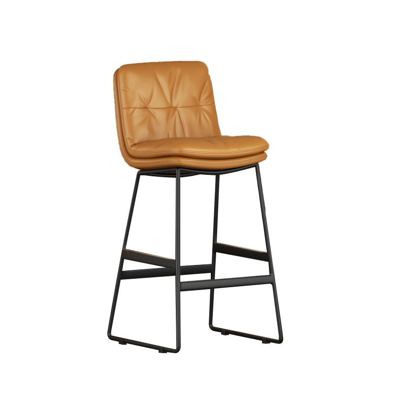 Faux Leather Bar Stools Industrial Metal Patio Bar Stool with Black Legs Light Brown 1 Piece Clearhalo 'Bar Furniture' 'Bar Stools' 'bar_stools' 'furn' 'furn_bar_stools' 'Furniture' 'Kitchen & Dining Furniture' 7806597