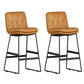 Faux Leather Bar Stools Industrial Metal Patio Bar Stool with Black Legs Light Brown 2 Piece Set Clearhalo 'Bar Furniture' 'Bar Stools' 'bar_stools' 'furn' 'furn_bar_stools' 'Furniture' 'Kitchen & Dining Furniture' 7806598