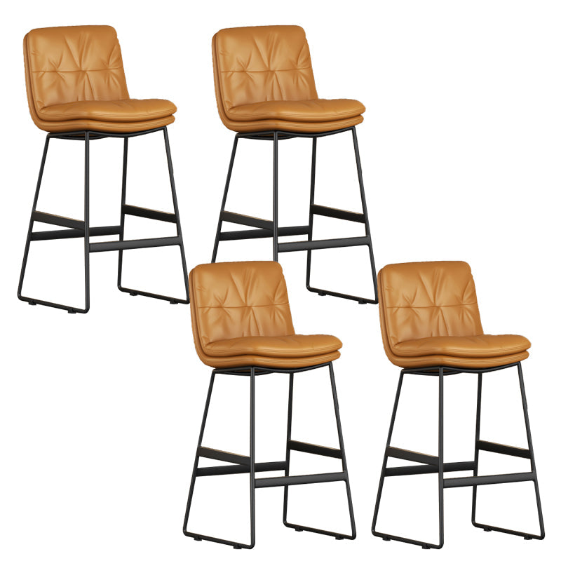 Faux Leather Bar Stools Industrial Metal Patio Bar Stool with Black Legs Light Brown 4 Piece Set Clearhalo 'Bar Furniture' 'Bar Stools' 'bar_stools' 'furn' 'furn_bar_stools' 'Furniture' 'Kitchen & Dining Furniture' 7806599