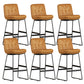 Faux Leather Bar Stools Industrial Metal Patio Bar Stool with Black Legs Light Brown 6 Piece Set Clearhalo 'Bar Furniture' 'Bar Stools' 'bar_stools' 'furn' 'furn_bar_stools' 'Furniture' 'Kitchen & Dining Furniture' 7806600