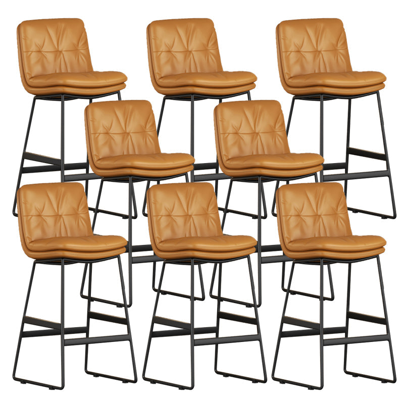Faux Leather Bar Stools Industrial Metal Patio Bar Stool with Black Legs Light Brown 8 Piece Set Clearhalo 'Bar Furniture' 'Bar Stools' 'bar_stools' 'furn' 'furn_bar_stools' 'Furniture' 'Kitchen & Dining Furniture' 7806601
