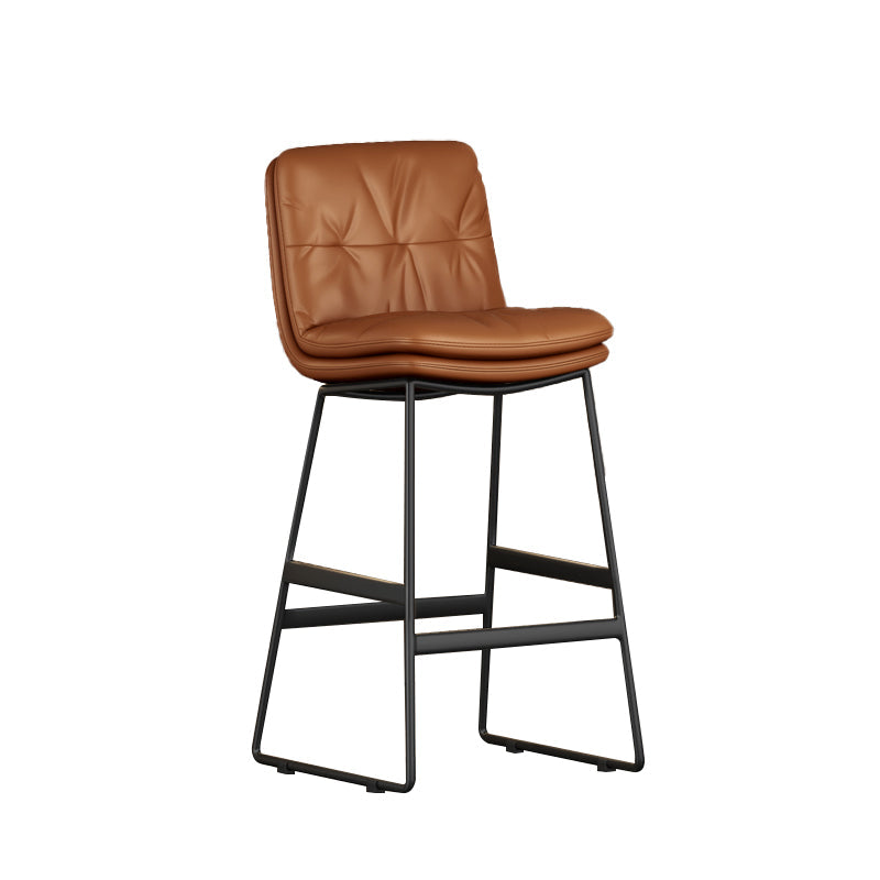 Faux Leather Bar Stools Industrial Metal Patio Bar Stool with Black Legs Dark Brown 1 Piece Clearhalo 'Bar Furniture' 'Bar Stools' 'bar_stools' 'furn' 'furn_bar_stools' 'Furniture' 'Kitchen & Dining Furniture' 7806602