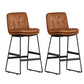 Faux Leather Bar Stools Industrial Metal Patio Bar Stool with Black Legs Dark Brown 2 Piece Set Clearhalo 'Bar Furniture' 'Bar Stools' 'bar_stools' 'furn' 'furn_bar_stools' 'Furniture' 'Kitchen & Dining Furniture' 7806603