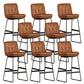 Faux Leather Bar Stools Industrial Metal Patio Bar Stool with Black Legs Dark Brown 8 Piece Set Clearhalo 'Bar Furniture' 'Bar Stools' 'bar_stools' 'furn' 'furn_bar_stools' 'Furniture' 'Kitchen & Dining Furniture' 7806606