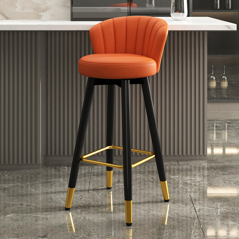 Silla contemporánea del mostrador de la sala de estar de la imitación de cuero de los taburetes de bar de las piernas del metal