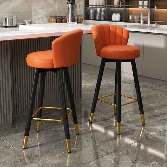 Contemporary Metal Legs Bar Stools Faux Leather Living Room Counter Chair