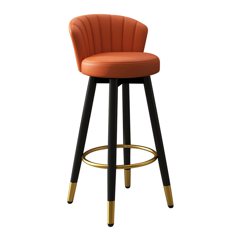 Silla contemporánea del mostrador de la sala de estar de la imitación de cuero de los taburetes de bar de las piernas del metal