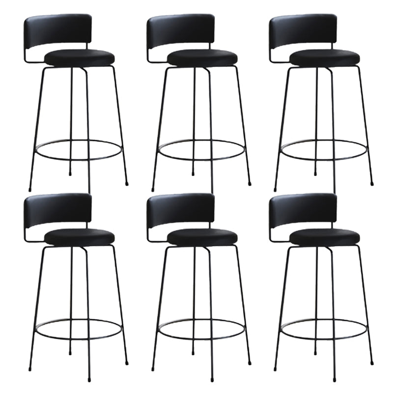 Industrial Style Metal Bar Stool Footrest Counter Stool for Living Room Black 6 Piece Set Clearhalo 'Bar Furniture' 'Bar Stools' 'bar_stools' 'furn' 'furn_bar_stools' 'Furniture' 'Kitchen & Dining Furniture' 7806660