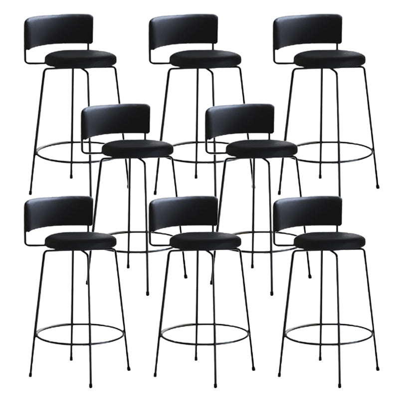 Industrial Style Metal Bar Stool Footrest Counter Stool for Living Room Black 8 Piece Set Clearhalo 'Bar Furniture' 'Bar Stools' 'bar_stools' 'furn' 'furn_bar_stools' 'Furniture' 'Kitchen & Dining Furniture' 7806663