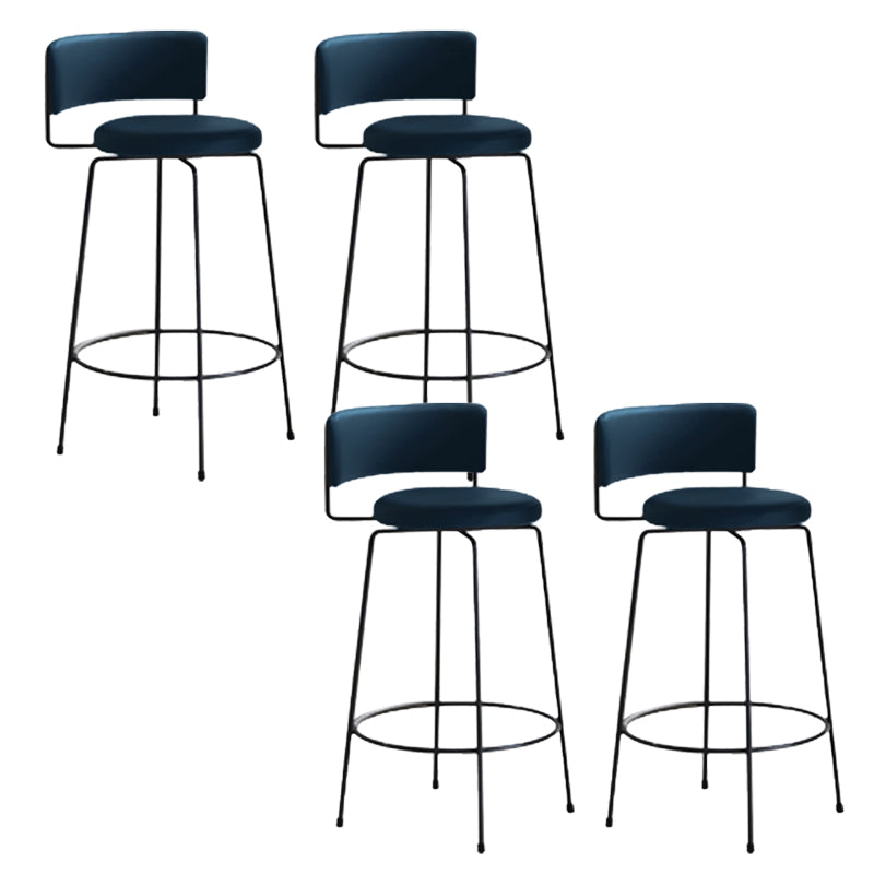 Industrial Style Metal Bar Stool Footrest Counter Stool for Living Room Blue 4 Piece Set Clearhalo 'Bar Furniture' 'Bar Stools' 'bar_stools' 'furn' 'furn_bar_stools' 'Furniture' 'Kitchen & Dining Furniture' 7806669