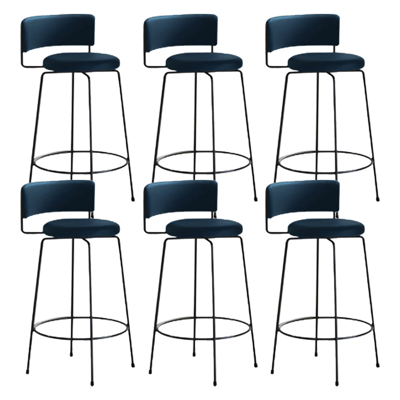 Industrial Style Metal Bar Stool Footrest Counter Stool for Living Room Blue 6 Piece Set Clearhalo 'Bar Furniture' 'Bar Stools' 'bar_stools' 'furn' 'furn_bar_stools' 'Furniture' 'Kitchen & Dining Furniture' 7806671