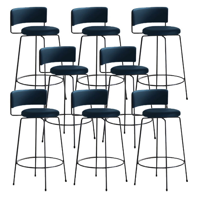 Industrial Style Metal Bar Stool Footrest Counter Stool for Living Room Blue 8 Piece Set Clearhalo 'Bar Furniture' 'Bar Stools' 'bar_stools' 'furn' 'furn_bar_stools' 'Furniture' 'Kitchen & Dining Furniture' 7806673
