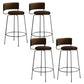Industrial Style Metal Bar Stool Footrest Counter Stool for Living Room Brown 4 Piece Set Clearhalo 'Bar Furniture' 'Bar Stools' 'bar_stools' 'furn' 'furn_bar_stools' 'Furniture' 'Kitchen & Dining Furniture' 7806676