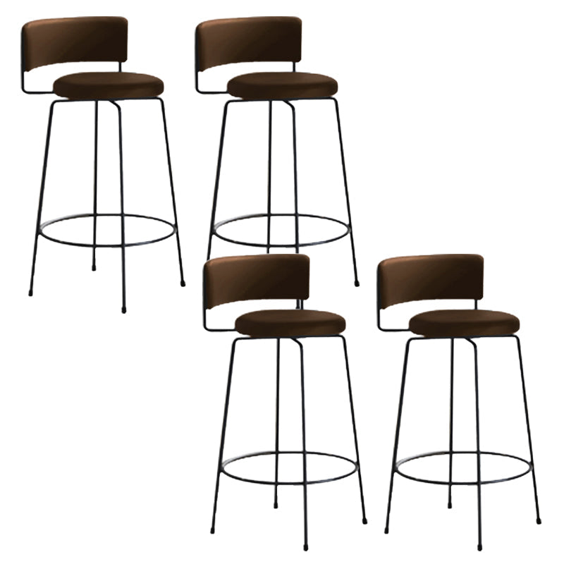 Industrial Style Metal Bar Stool Footrest Counter Stool for Living Room Brown 4 Piece Set Clearhalo 'Bar Furniture' 'Bar Stools' 'bar_stools' 'furn' 'furn_bar_stools' 'Furniture' 'Kitchen & Dining Furniture' 7806676