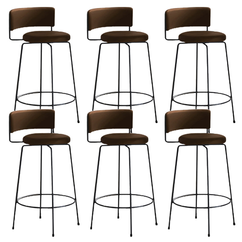 Industrial Style Metal Bar Stool Footrest Counter Stool for Living Room Brown 6 Piece Set Clearhalo 'Bar Furniture' 'Bar Stools' 'bar_stools' 'furn' 'furn_bar_stools' 'Furniture' 'Kitchen & Dining Furniture' 7806677