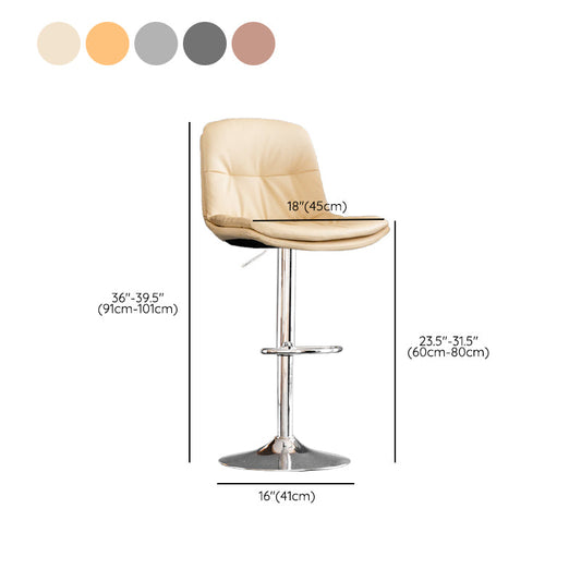 Contemporary Metal Legs Bar Stools Indoor Faux Leather Counter Chair