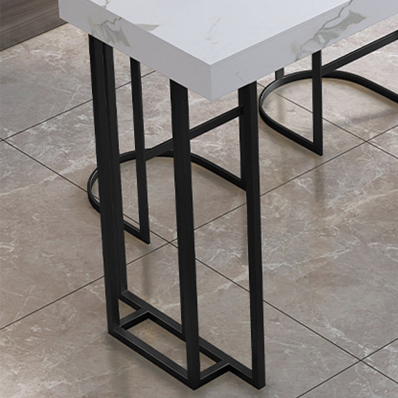 Stone Top Rectangle Bar Table with Metal Storage Base for Home Clearhalo 'Bar Furniture' 'Bar Tables' 'bar_tables' 'furn' 'furn_bar_tables' 'Furniture' 'Kitchen & Dining Furniture' 7806954