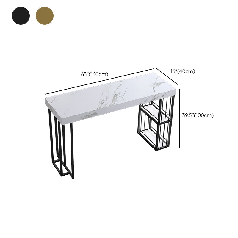 Stone Top Rectangle Bar Table with Metal Storage Base for Home Clearhalo 'Bar Furniture' 'Bar Tables' 'bar_tables' 'furn' 'furn_bar_tables' 'Furniture' 'Kitchen & Dining Furniture' 7806957