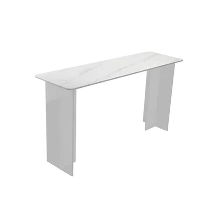 Table de bar rectangulaire en pierre blanche avec base en acrylique pour la maison