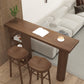 Brown Pine Wood Rectangle Bar Table with Storage for Living Room