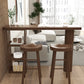 Brown Pine Wood Rectangle Bar Table with Storage for Living Room