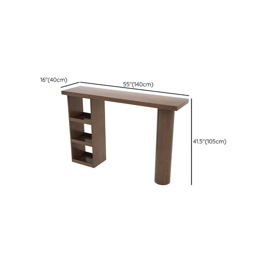 Bruine dennenhout rechthoekige staaftafel met opslag voor woonkamer