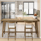Brown Ash Wood Rectangle Bar Table with Trestle for Living Room