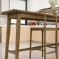 Brown Ash Wood Rectangle Bar Table with Trestle for Living Room
