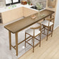 Brown Ash Wood Rectangle Bar Table with Trestle for Living Room