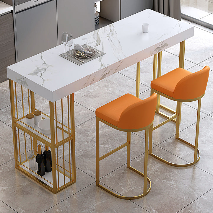 Contemporary Sintered Stone Top Counter Table with Double Pedestal Clearhalo 'Bar Furniture' 'Bar Tables' 'bar_tables' 'furn' 'furn_bar_tables' 'Furniture' 'Kitchen & Dining Furniture' 7807000