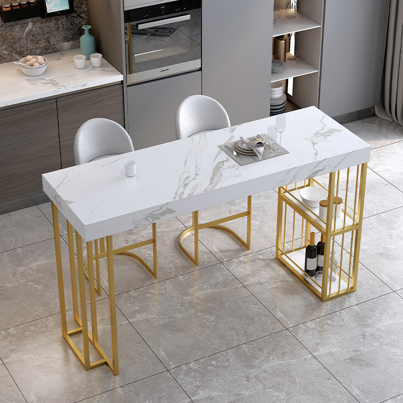 Contemporary Sintered Stone Top Counter Table with Double Pedestal Clearhalo 'Bar Furniture' 'Bar Tables' 'bar_tables' 'furn' 'furn_bar_tables' 'Furniture' 'Kitchen & Dining Furniture' 7807005