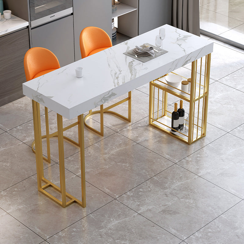 Contemporary Sintered Stone Top Counter Table with Double Pedestal Clearhalo 'Bar Furniture' 'Bar Tables' 'bar_tables' 'furn' 'furn_bar_tables' 'Furniture' 'Kitchen & Dining Furniture' 7807011