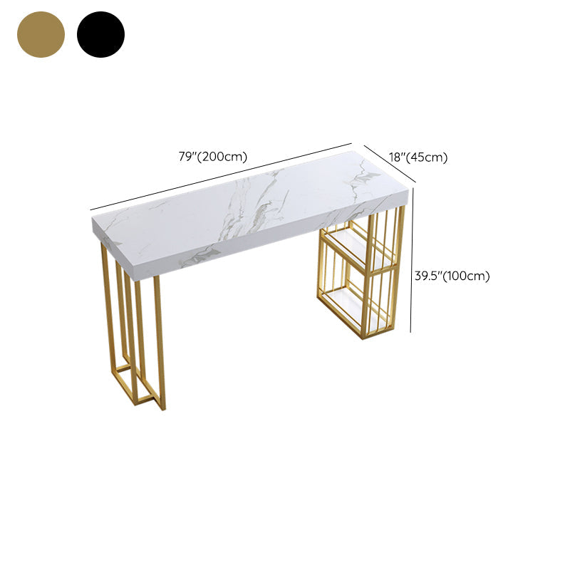 Contemporary Sintered Stone Top Counter Table with Double Pedestal Clearhalo 'Bar Furniture' 'Bar Tables' 'bar_tables' 'furn' 'furn_bar_tables' 'Furniture' 'Kitchen & Dining Furniture' 7807012