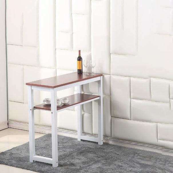 Contemporary Style Wood Rectangle Pub Bar Table for Living Room Brown White Without Chairs Clearhalo 'Bar Furniture' 'Bar Tables' 'bar_tables' 'furn' 'furn_bar_tables' 'Furniture' 'Kitchen & Dining Furniture' 7807031